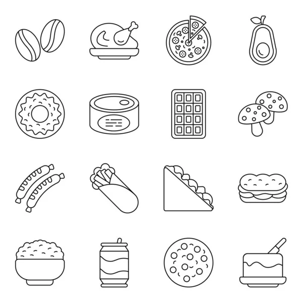 Check Out Set Food Icons All Icons Set Designed Keeping — Stock Vector