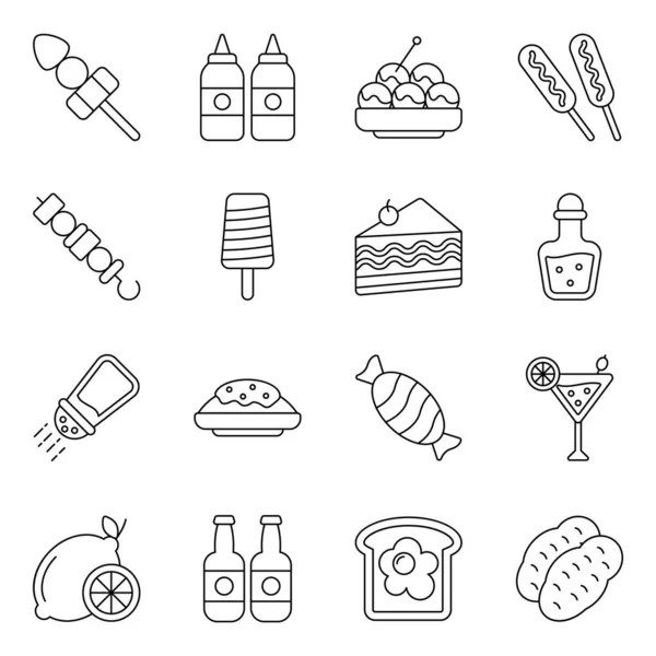 Schauen Sie Sich Diese Reihe Von Food Symbolen Alle Symbole — Stockvektor