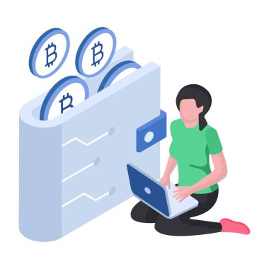 Bitcoin Walaalet 'in fatura katlama aksesuarı, vektör tasarımı