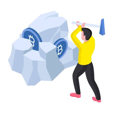 Bitcoin madenciliğinin son moda vektör tasarımı