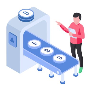 Kripto para birimi madencilik fabrikasının modern tasarım çizimi