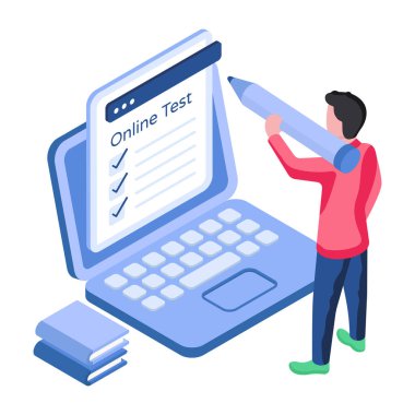 Çevrimiçi testin modern tasarım illüstrasyonu