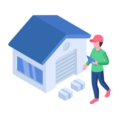 Lojistik deponun düz tasarım çizimi