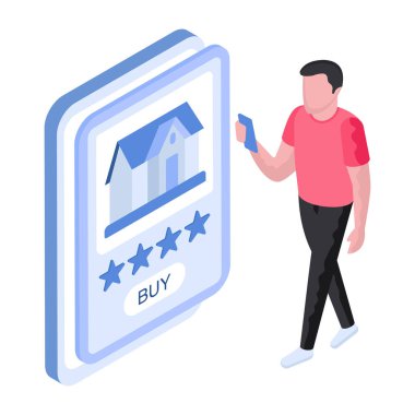 Çevrimiçi satın alma gayrimenkullerinin kavramsal düz tasarım çizimi 