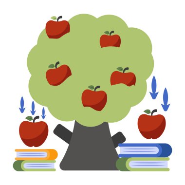 Colored design icon of falling apple 