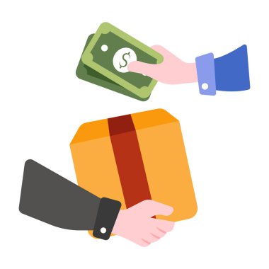 Conceptual flat design icon of cash on delivery