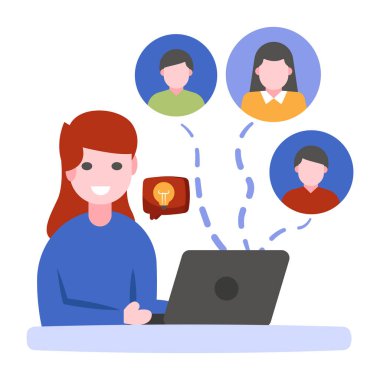 Çevrimiçi grup röportajının moda vektör tasarımı