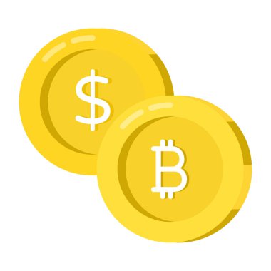 Dolar sikkesi simgesini bitcoin, para birimi vektörü ile birlikte indirName 