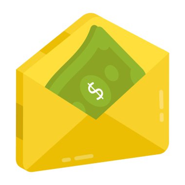 Düz tasarım para zarfı simgesi