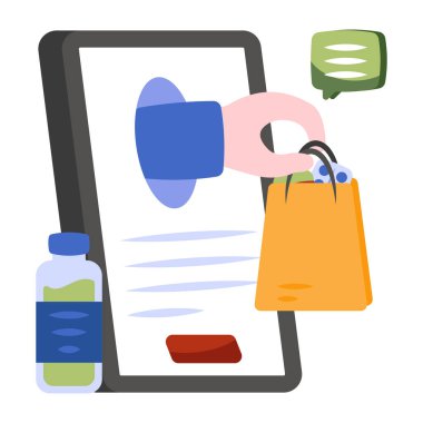 Mobil ilaç alışveriş simgesi, düzenlenebilir vektör 