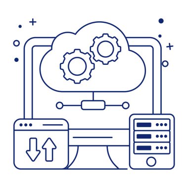Bulut ayarlarının kavramsal doğrusal tasarım simgesi