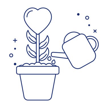 Aşk büyümesinin doğrusal tasarım simgesi 