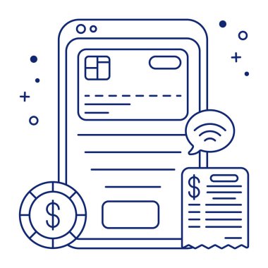     Card inside smartphone, icon of mobile card payment 