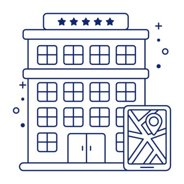 Otel konumunun doğrusal tasarım simgesi 