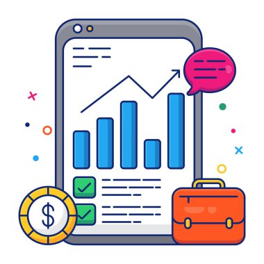 Mobil analizlerin renkli tasarım simgesi 