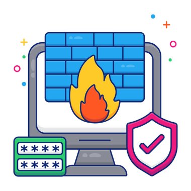 An editable design icon of firewall clipart