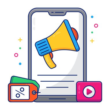        Mobil pazarlama simgesi, düzenlenebilir vektör 