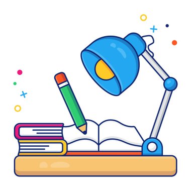        Çalışma köşesinin düz vektör tasarımı 