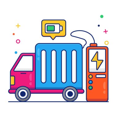 Elektrikli aracın renkli tasarım simgesi 