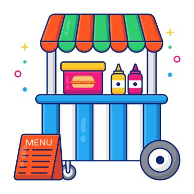 Sokak arabasının kavramsal düz tasarım simgesi