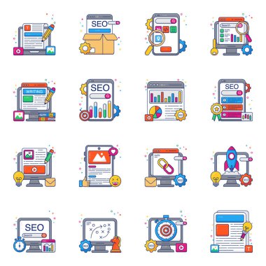 Seo Yazan Düz Simgeler Paketi 