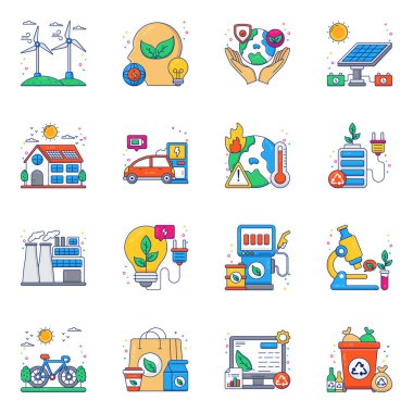 Ekoloji Düz Simgeleri Paketi