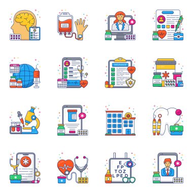 Tıbbi Düz Simgeler Paketi