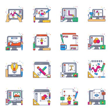 Grafik Tasarım Düz Simgeleri Paketi 