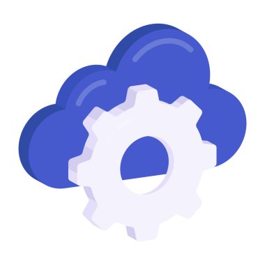 Conceptual flat design icon of cloud setting