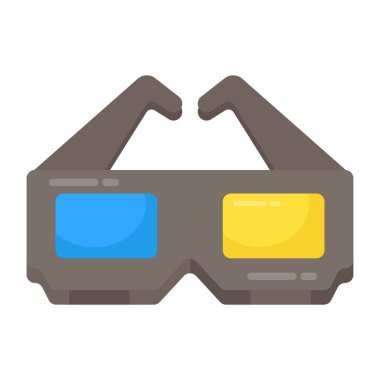 Beyaz arkaplanda izole edilmiş 3D gözlüklerin yaratıcı tasarım simgesi