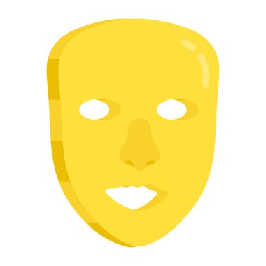   Sahte yüz maskesi düz stil. tiyatro maskesi simgesi