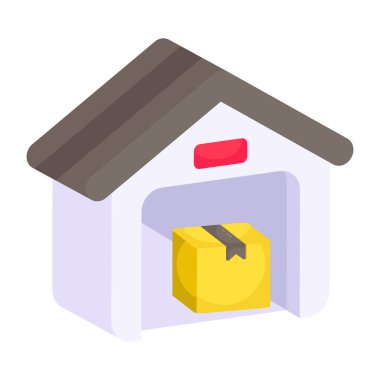 Flat design icon of warehouse
