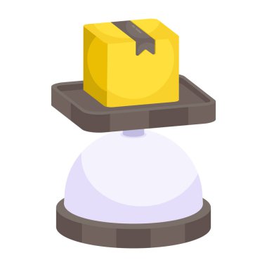 Conceptual flat design icon of parcel weighing