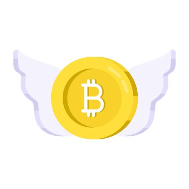Uçan bitcoin 'in mükemmel tasarım simgesi  
