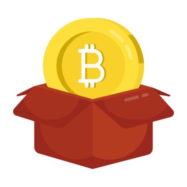 Bitcoin kutusunun eşsiz bir tasarım simgesi 