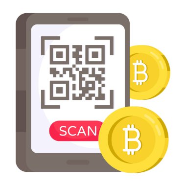 Bitcoin qr kodunun düzenlenebilir tasarım simgesi 