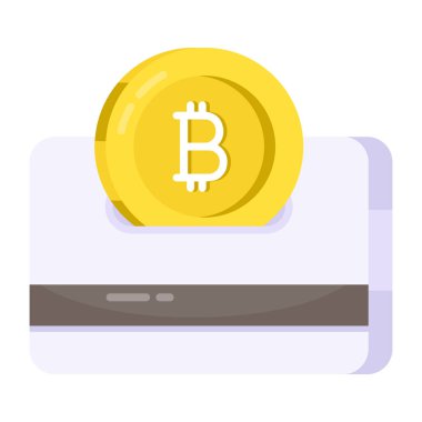 Bitcoin kredi kartının renkli tasarım simgesi 
