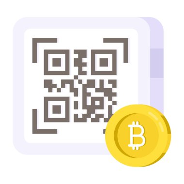 Bitcoin qr kodunun düzenlenebilir tasarım simgesi 