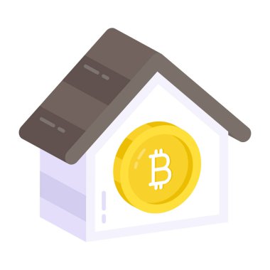 Bitcoin ev benzersiz tasarım ikonu 