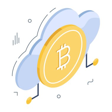 Bitcoin bulutunun mükemmel tasarım simgesi 
