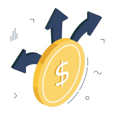 Para yönünün kavramsal izometrik tasarım simgesi 