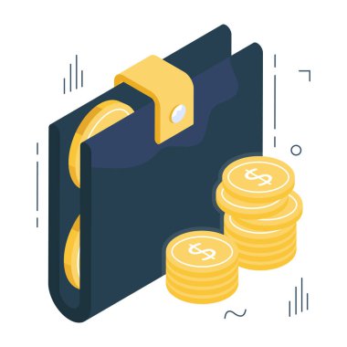 Cüzdanın fatura bağı simgesi, vektör tasarımı