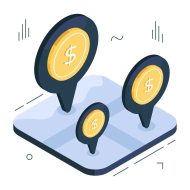 Banka konumunun Isometric tasarım simgesi 