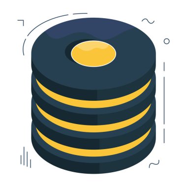 Beyaz arkaplanda izole edilmiş bir veritabanı simgesi tasarımı 