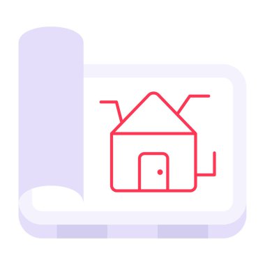 İnşaat planının kavramsal düz tasarım simgesi