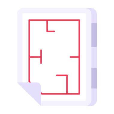 İnşaat haritasının kavramsal düz tasarım simgesi