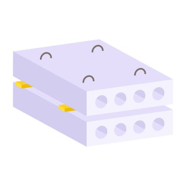 Beton bloğun kavramsal düz tasarım simgesi