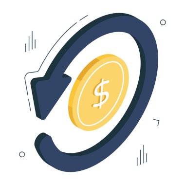 Para iadesinin vektör tasarımı, izometrik simge 