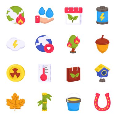 Eko ve Tarım Düz Simgeleri Paketi 