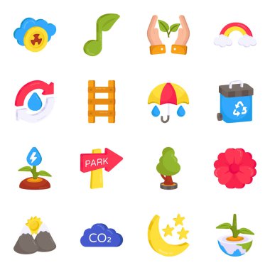 Eko ve Tarım Düz Simgeleri Paketi 